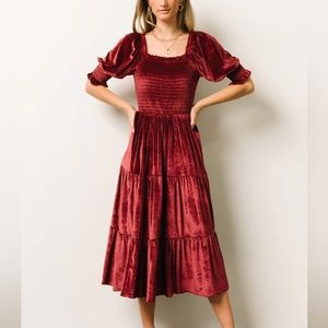 Velvet smocked midi